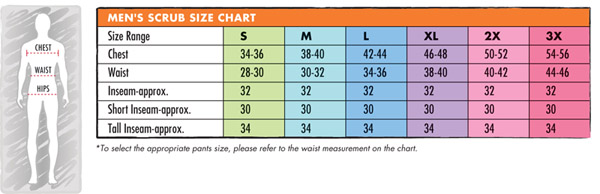 Koi Men's Size Chart